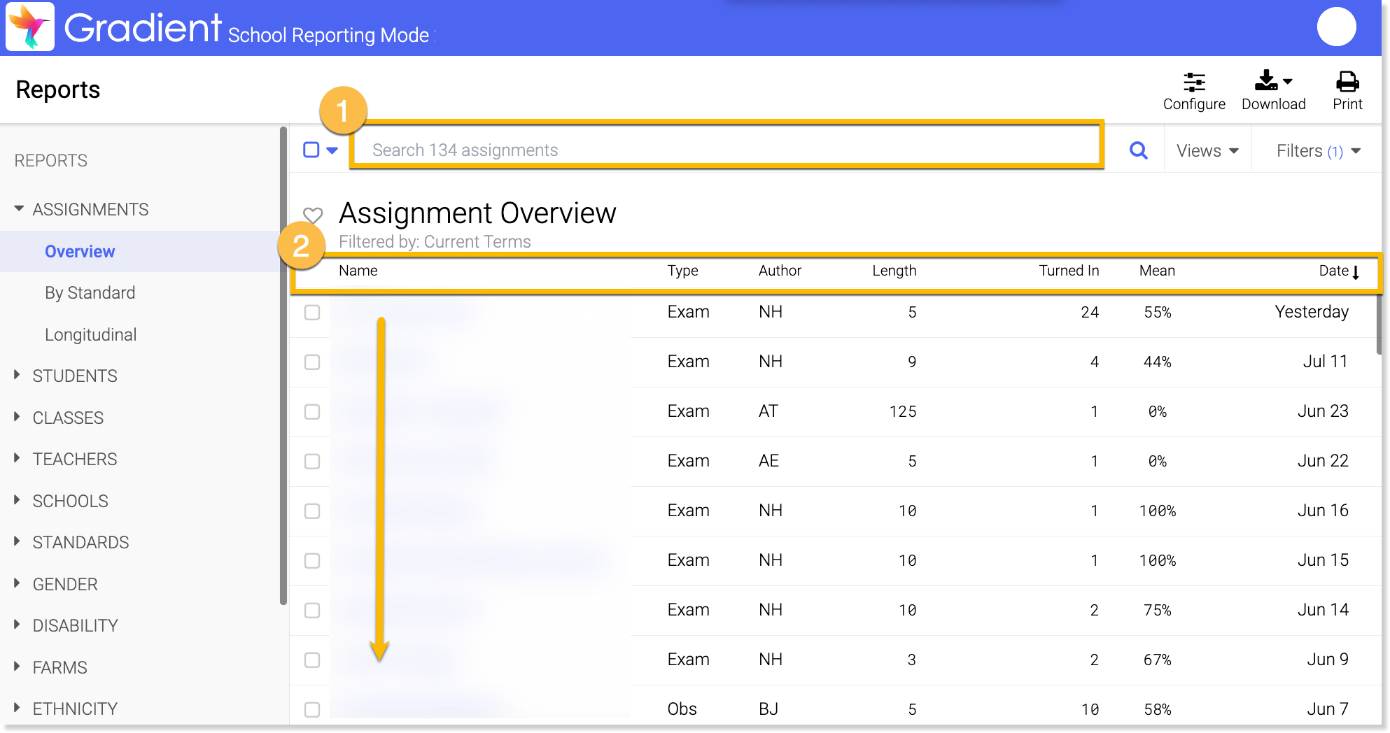 School Reporting Mode - Assignment Overview.png